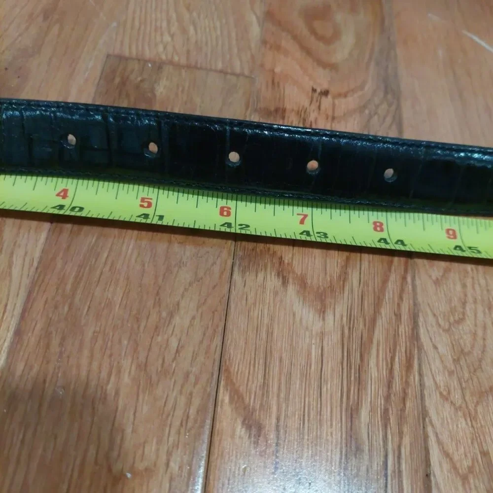 Brighton Black‎ Croc Embossed Leather Gold Hardware Belt Sz 42 Style 48603